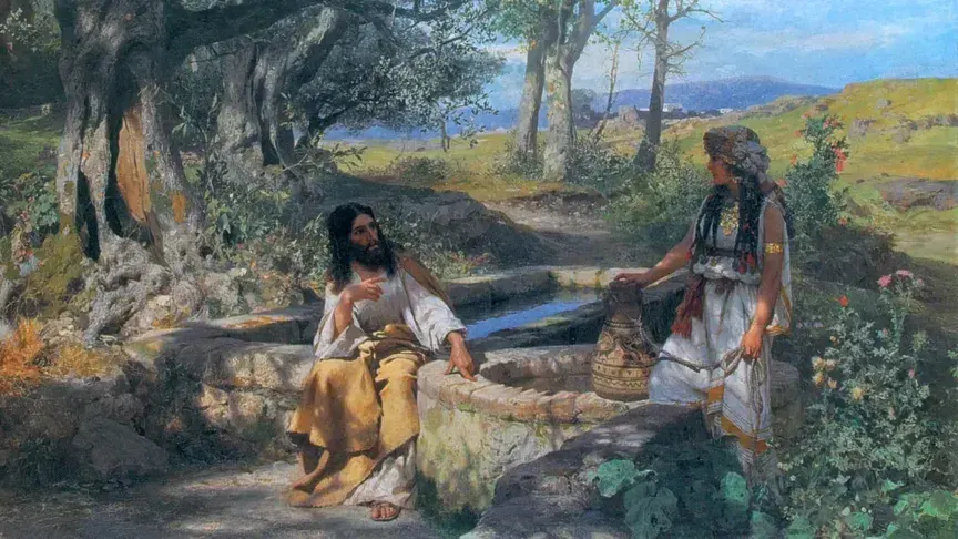jesus with woman at the well